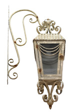 Vintage Wall Mount Candle Lantern Rustic White Wrought Iron Indoor Outdoor Light picture
