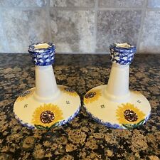 The Crock Shop Santa Ana California Stoneware Sunflower Candle Holders picture