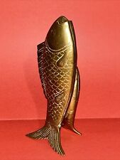 Vintage Solid Brass Mid Century Modern Koi Fish Solid Brass Figurine 7 1/4