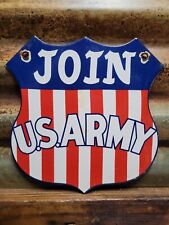 VINTAGE MILITARY PORCELAIN SIGN JOIN THE US ARMY RECRUITER OFFICE ARMED FORCES picture