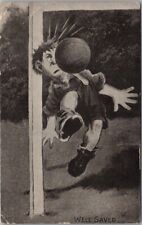 1910s FOOTBALL / SOCCER Sports Comic Postcard / GOALIE Goalkeeper / Ball in Face picture