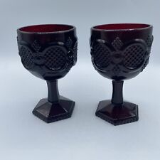 Vintage Avon 1876 Cape Cod WINE GOBLETS Ruby Red Glass 4.5