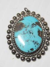 VINTAGE NAVAJO INDIAN STERLING SILVER TURQUOISE PENDANT FOR NECKLACE picture