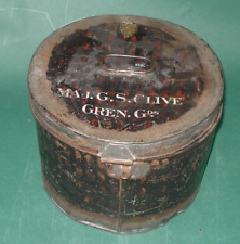 Hat Tin Name Grenadier Guards Victorian British Army Storage Case Metal Toleware picture