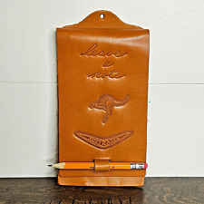Leather Notepad Holder Australia Kangaroo Outback Boomerang Leave A Note Pencil picture