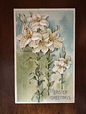 Vintage Easter Greetings Postcard Yellow Flowers 1909 H26 picture