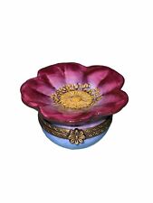 Limoges Peint Main France Sunflower Flower Shaped Porcelain Trinket Box picture