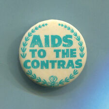 1980s Sandanista AIDS TO THE CONTRAS Anti Terrorists Nicaragua Protest Cause Pin picture