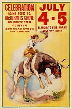 1930s Western Adams Rodeo Celebration Steer Bronc Riding Poster - 24x36 picture