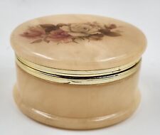 Vintage Hand Carved Genuine Alabaster Trinket Box, Made In Italy. Pre-Owned.  picture