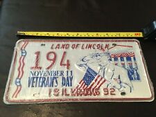 VINTAGE STILL SEALED ILLINOIS 1992 VETERAN'S DAY LICENSE PLATES PAIR NUMBER 194  picture
