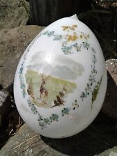 Antique Milk Glass Egg Large Hand Blown Hand Painted Meadow Scene w Deer 1890s picture