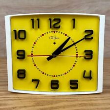 MCM Vintage Telechron Electric Wall Clock Art Deco Yellow 2HA41 Tested Working picture