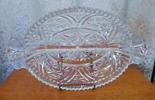 Clear Glass Vintage 1960's Oval Divided Two Sections Relish Nuts Candy Dish picture