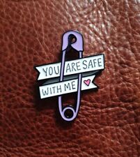🌈 LGBT Large Pride Safe With Me Safety Pin badge Enamel Lapel Pin LGBTQ+ picture
