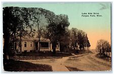 1914 Lake Side Drive Trees Scenic View Fergus Falls Minnesota Posted Postcard picture