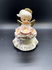 Vintage 1950's Lefton Angel of the Month Figurine October Cosmos Girl Japan #489 picture
