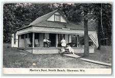 1910 Martin's Nest North Beach Family Shawano Wisconsin WI Antique Postcard picture