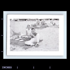 Vintage Photo MEN AND WOMEN HAVING PICNIC BEACH SCENE picture