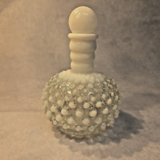 Vintage Fenton Perfume Bottle Hobnail White Opalescent Milk Glass With Stopper picture
