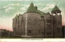 U.B. Church Hartford City IN Divided Postcard c1910s picture