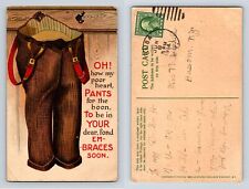 How My Poor Heart Pants Postcard 1914 Puns Romance Divided Back picture