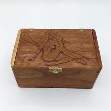 Vintage Nude Girl Beach Hand Carved Hideaway Stash Trinket Valuables Storage Box picture