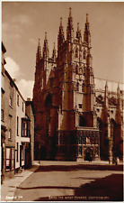 The West Towers,Canterbury Cathedral Vintage Real PHOTO RPPC POSTCARD Judges Ltd picture