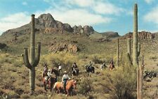 Postcard AZ Tucson Mountains Lazy K Bar Guest Ranch Horses Cactus Cowboys AAA picture