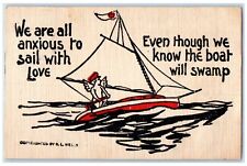 c1910's Valentine Cupid Angel Driving Sail Boat Saint Joseph MO Antique Postcard picture