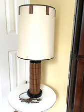 Vintage Mid Century Modern Gruvwood Table Lamp with Original Shade  RARE SHADE  picture