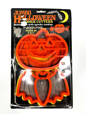 vtg 90s Ensar Halloween Cookie Cutters Set Bat Pumpkin JOL on Card  picture