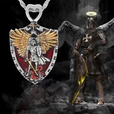 Holy Archangel Warrior Guardian Saint St Michael Shield Pendant Necklace picture