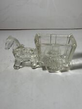 Vintage Jeannette Glass Western Cart & Horse Planter 4.5 in. picture