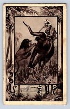 VINTAGE LION HUNT M.J. MINTZ LINON HUNTED BY ELEPHANT~1909 POSTCARD BS picture