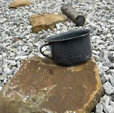 Vintage Graniteware Enamel Chamber Pot Gray Speckled Antique Chipped Rusty NICE picture