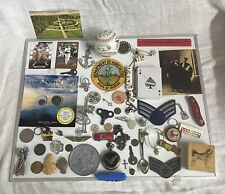Junk Drawer Lot Vintage Baseball Cards Coins Knife Pocket Watch Patches Pins Key picture