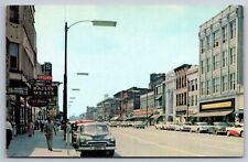 Broad Street Bazley Meats JC Penney Eagles Elyria OH C1950s Cars Postcard K21 picture