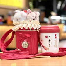 New 2024 China Starbucks Valentine'Day 12oz Lovely Cat SS Straw Cup+Cup Bag Gift picture