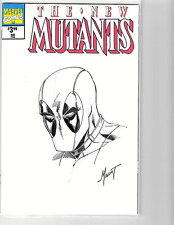 THE NEW MUTANTS BLANK DEADPOOL SKETCHED & SIGNED BY MARAT MYCHAELS picture