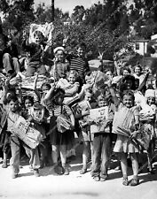 crp-40803 1940's WWII war effort scrap paper drive children celebrate success in picture