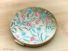Stratton Pink and Blue Flowers Vintage Ladies Powder Compact -cor picture