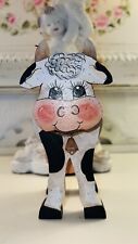 Vintage Hand Painted Wood Cow Set picture