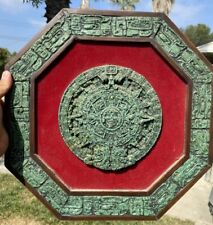 Aztec Sun Dial Mayan Calendar  Malachite Green Chip Stone Wall Plaque 19” picture