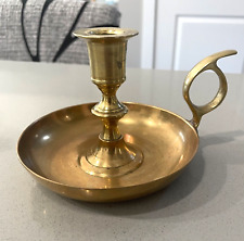 Vintage Solid Brass Candle Holder With Finger Loop picture