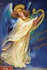 c.1909 Beautiful Girl Angel Christmas Postcard Gold Embossed #81 picture