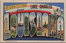 LAKE CHARLES, LOUISIANA Large Letter Postcard / Curteich Linen 1939 Unused picture