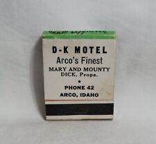 Vintage D-K Motel Hotel Matchbook Arco Idaho Advertising Matches Full picture