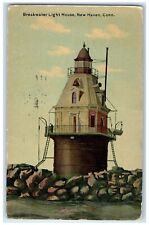 1910 Breakwater Light House Exterior New Haven Connecticut CT Vintage Postcard picture