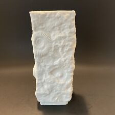Vintage AK KAISER Square White Matte Porcelain Ammonite Fossil Vase picture